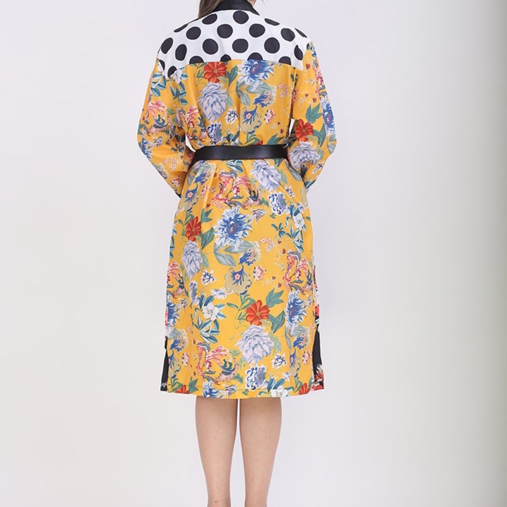 🍒 KIMONO ROBE DUSTER MIDI LONG FLOWER POLKA DOT FLORAL SLEEVE BOHO CHIC ASIAN - Picture 9 of 12
